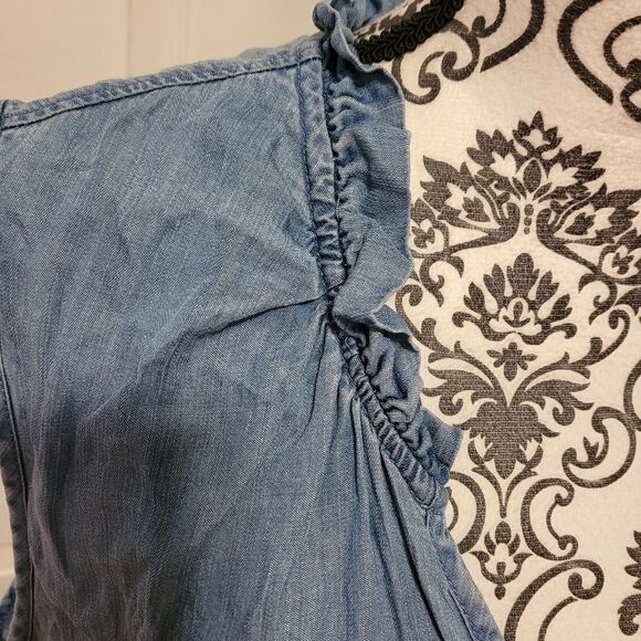 Denim style 3X woman's sleeveless top - Picture 4 of 7